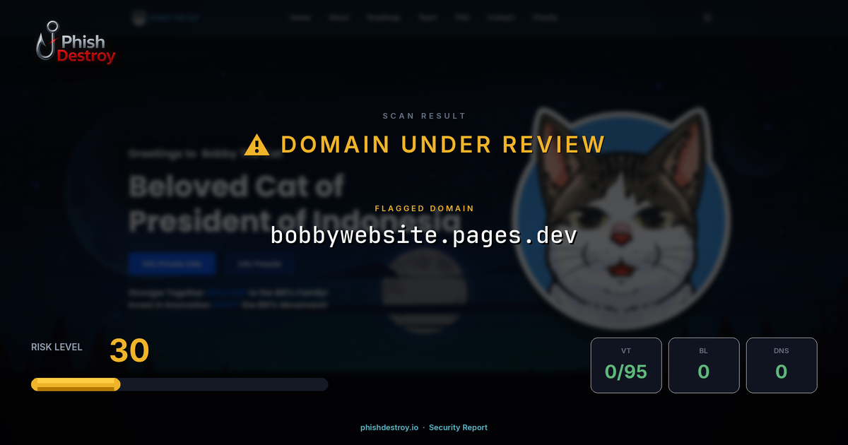 bobbywebsite.pages.dev phishing report — threat analysis by PhishDestroy