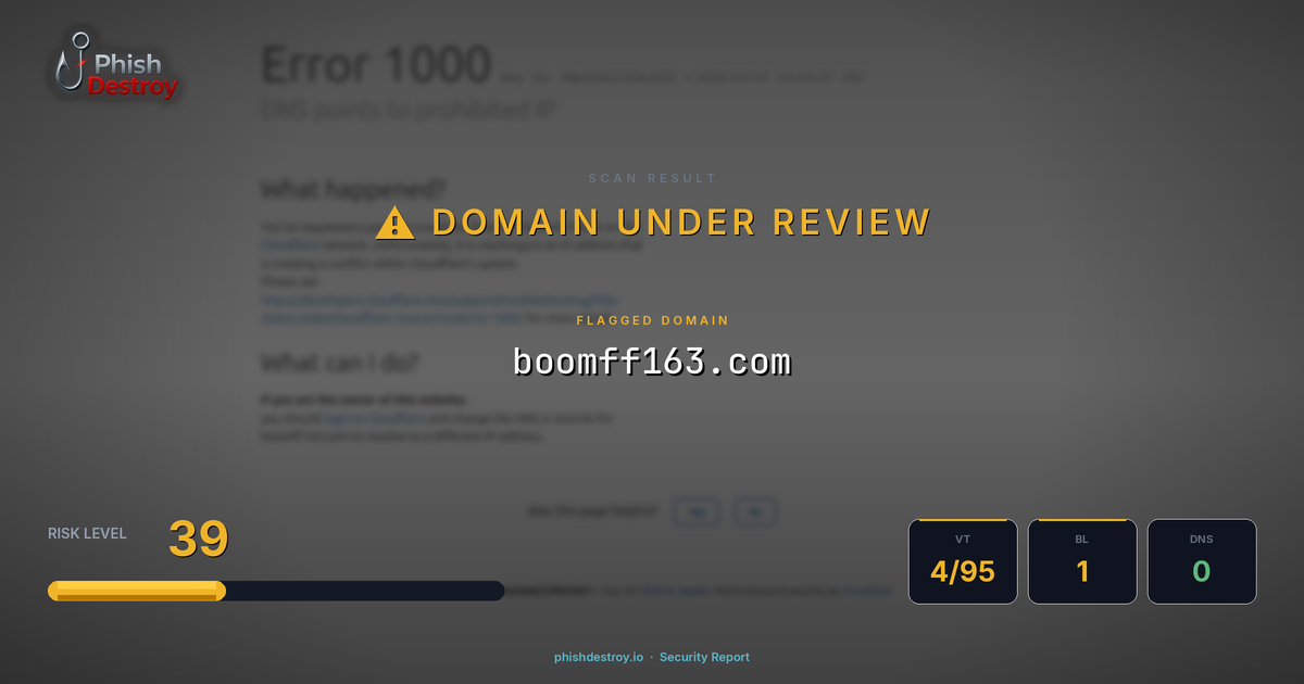 boomff163.com phishing report — threat analysis by PhishDestroy