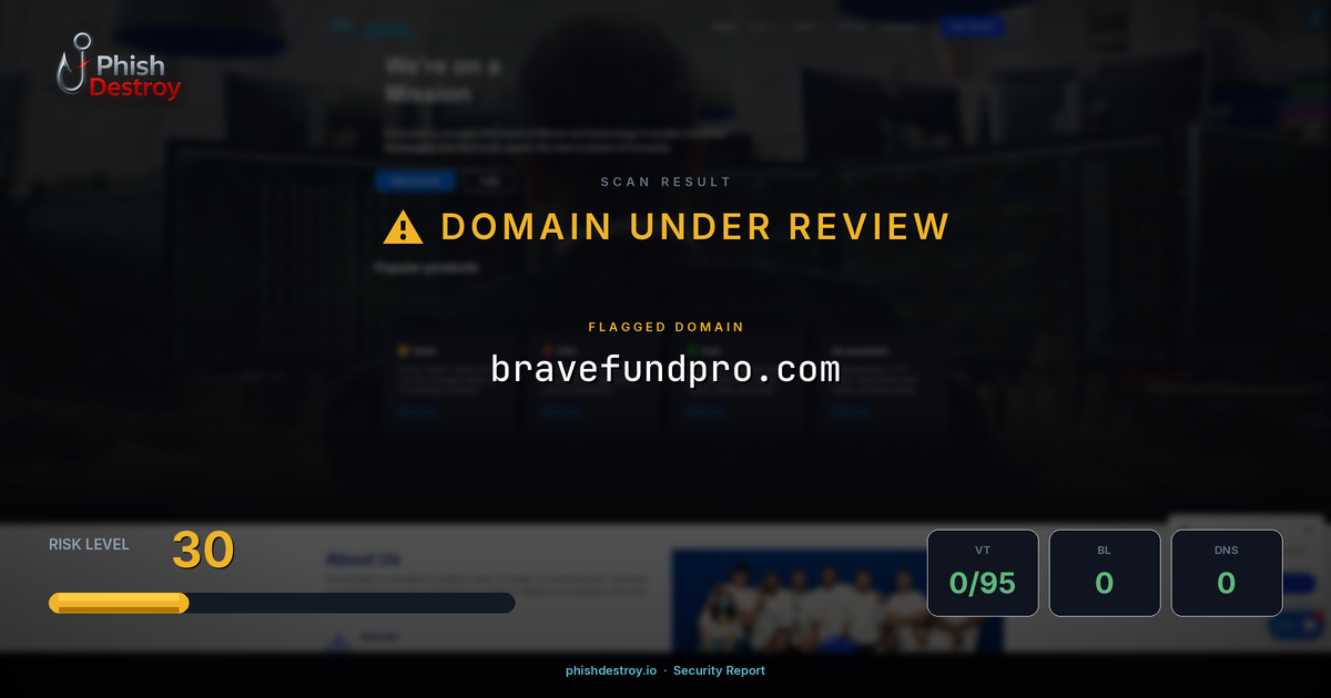bravefundpro.com phishing report — threat analysis by PhishDestroy