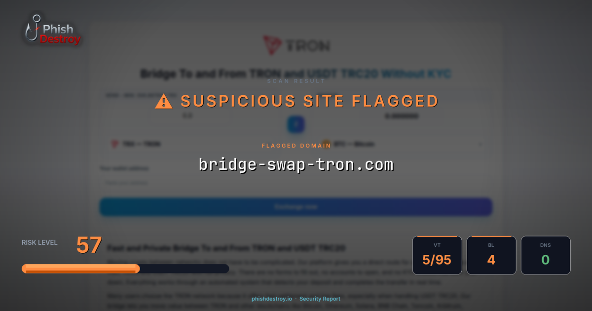 bridge-swap-tron.com phishing report — threat analysis by PhishDestroy