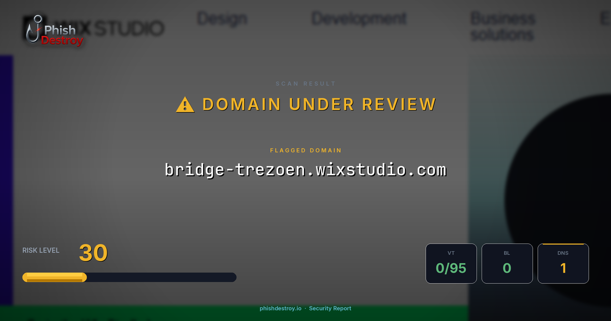 bridge-trezoen.wixstudio.com phishing report — threat analysis by PhishDestroy