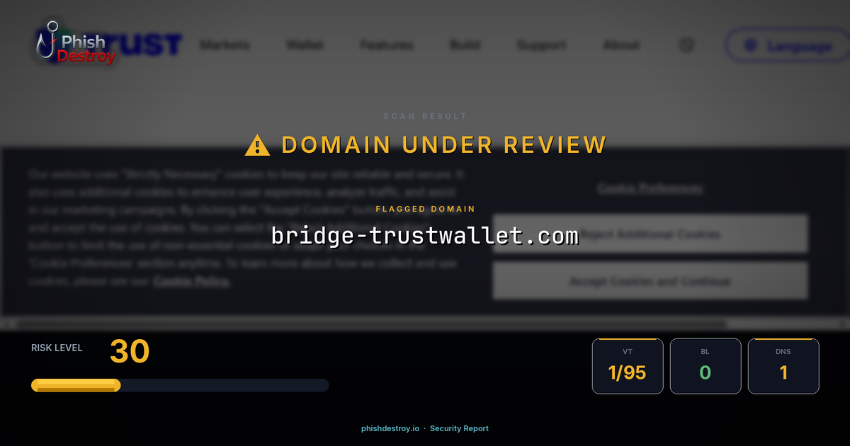 bridge-trustwallet.com phishing report — threat analysis by PhishDestroy