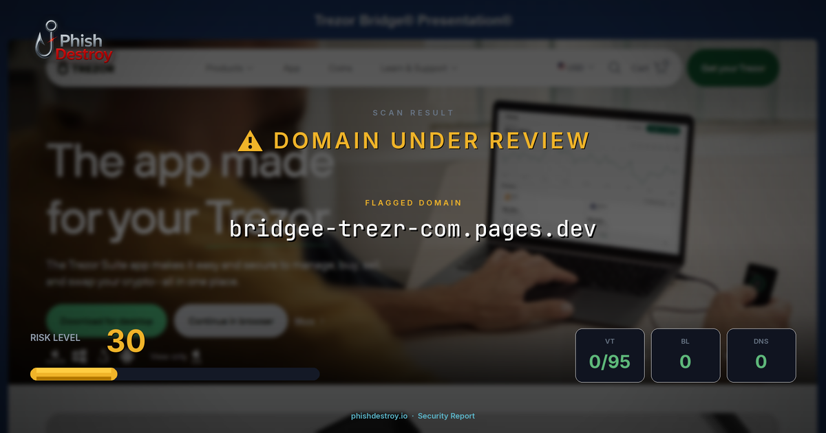 bridgee-trezr-com.pages.dev phishing report — threat analysis by PhishDestroy