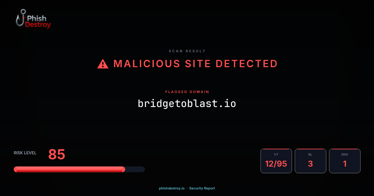 bridgetoblast.io phishing report — threat analysis by PhishDestroy