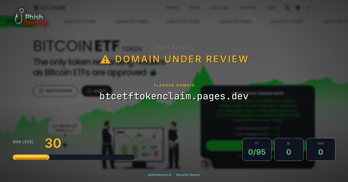 btcetftokenclaim.pages.dev phishing report — threat analysis by PhishDestroy