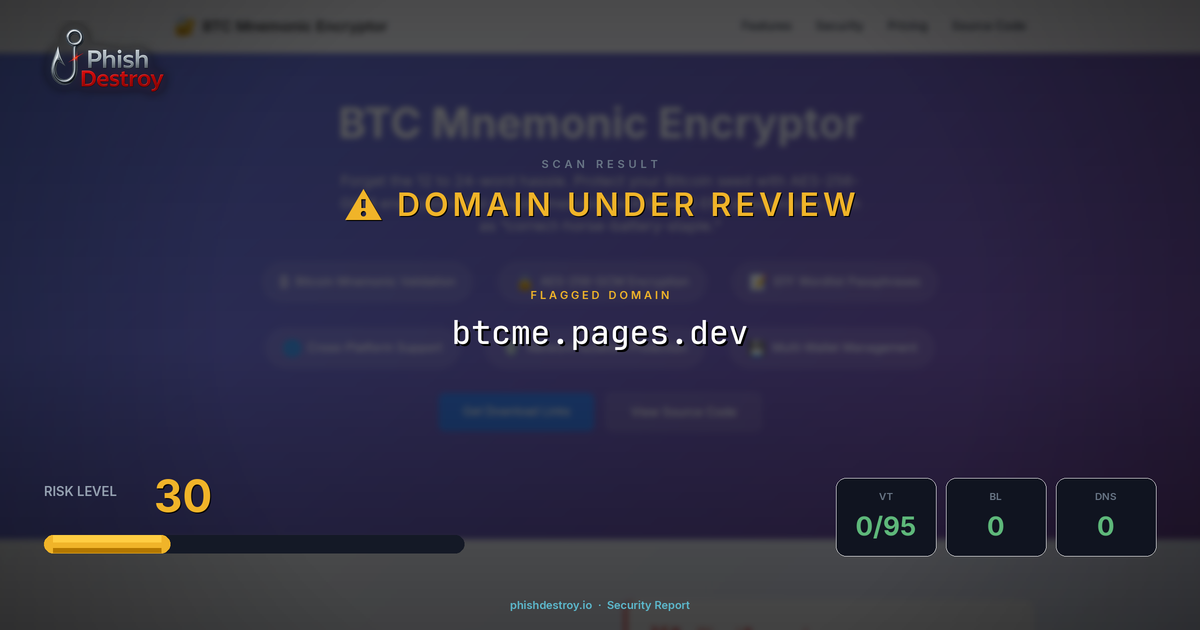 btcme.pages.dev phishing report — threat analysis by PhishDestroy