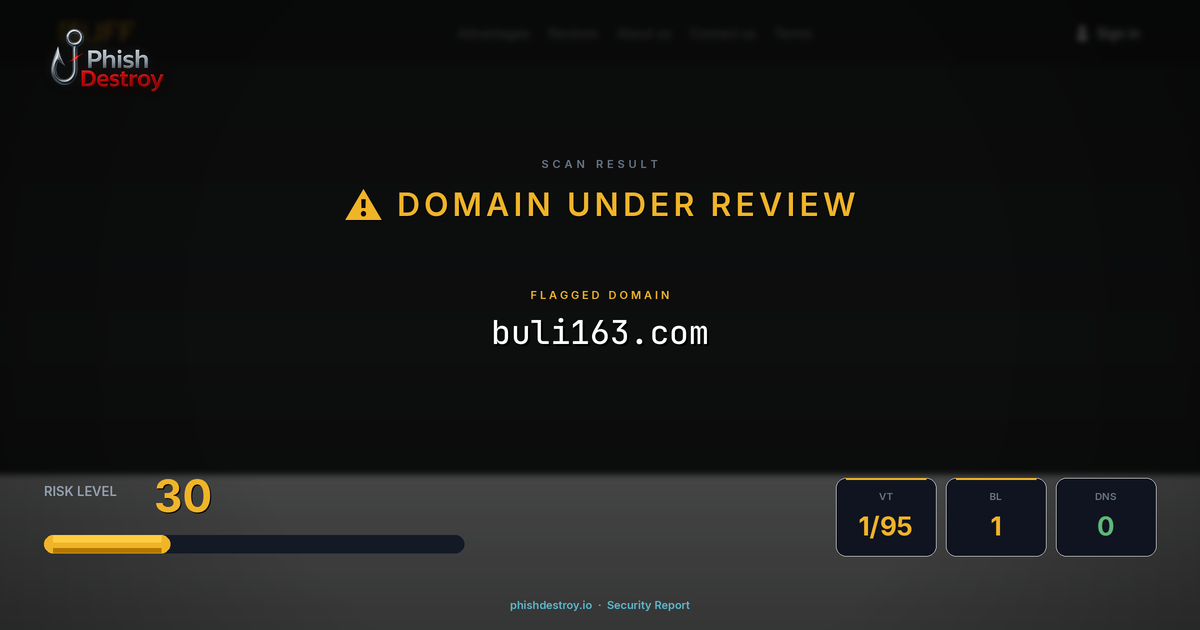 buli163.com phishing report — threat analysis by PhishDestroy
