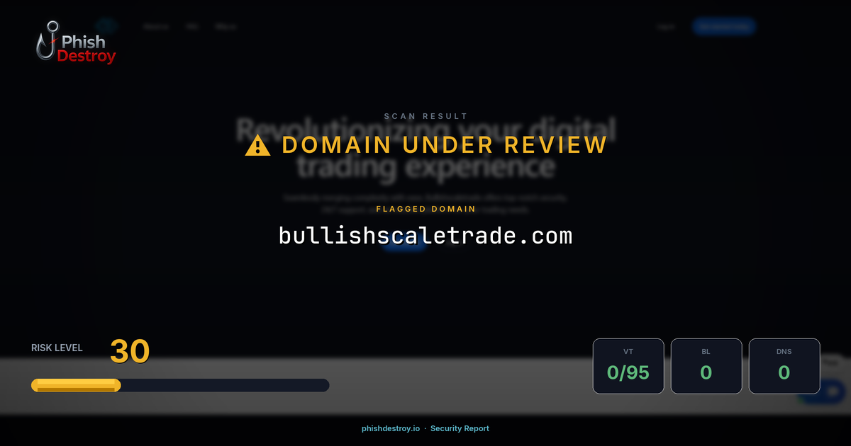 bullishscaletrade.com phishing report — threat analysis by PhishDestroy