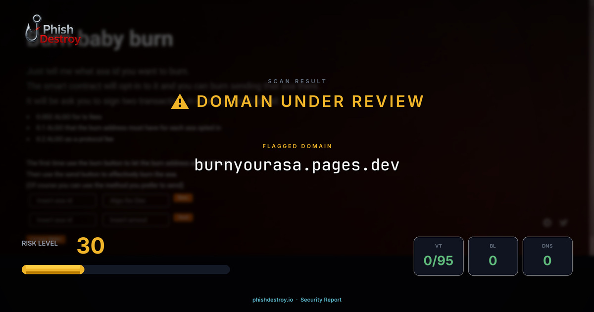 burnyourasa.pages.dev phishing report — threat analysis by PhishDestroy