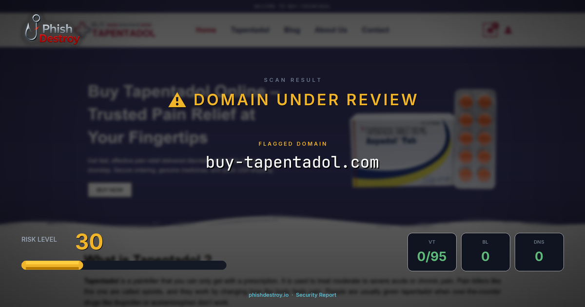 buy-tapentadol.com phishing report — threat analysis by PhishDestroy