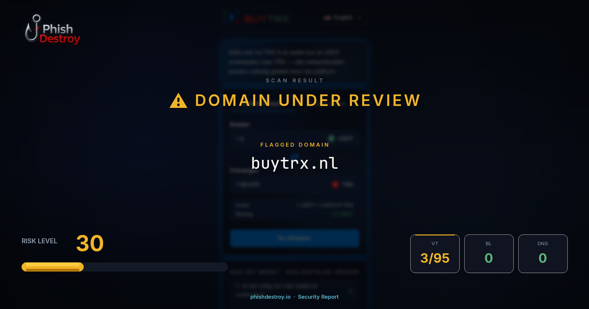 buytrx.nl phishing report — threat analysis by PhishDestroy
