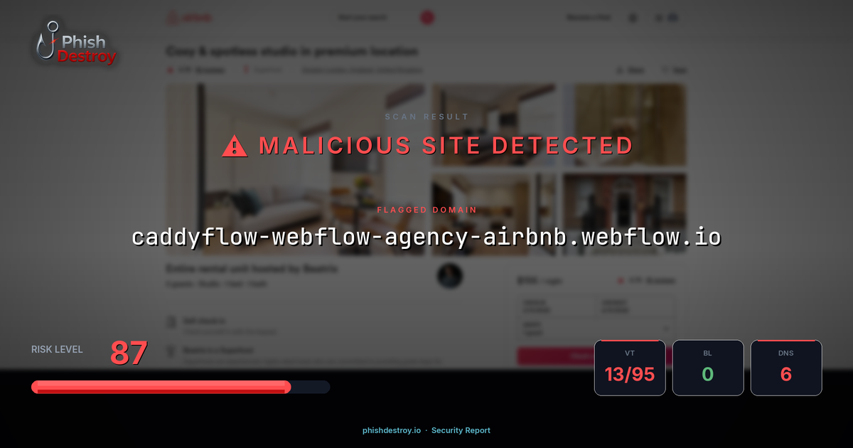 caddyflow-webflow-agency-airbnb.webflow.io phishing report — threat analysis by PhishDestroy