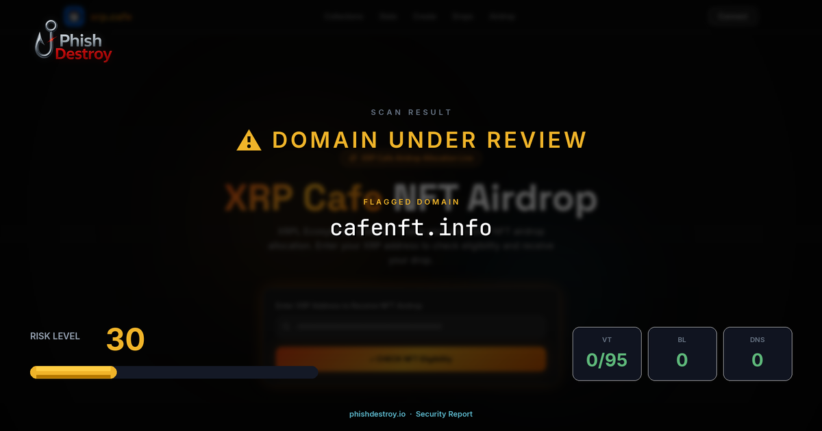 cafenft.info phishing report — threat analysis by PhishDestroy