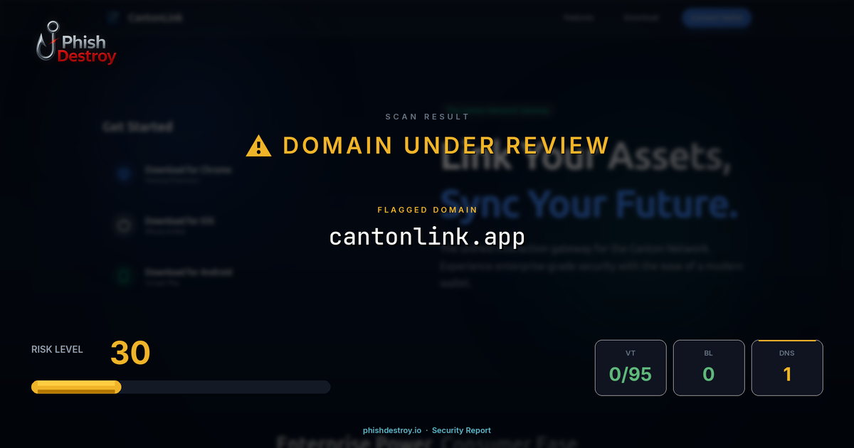 cantonlink.app phishing report — threat analysis by PhishDestroy