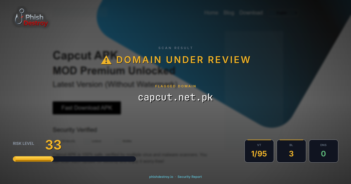 capcut.net.pk phishing report — threat analysis by PhishDestroy