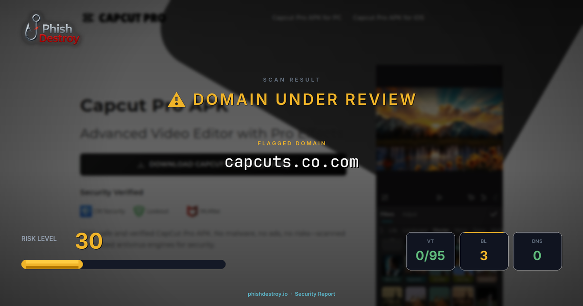 capcuts.co.com phishing report — threat analysis by PhishDestroy