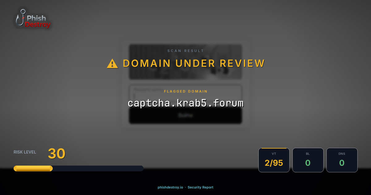 captcha.krab5.forum phishing report — threat analysis by PhishDestroy