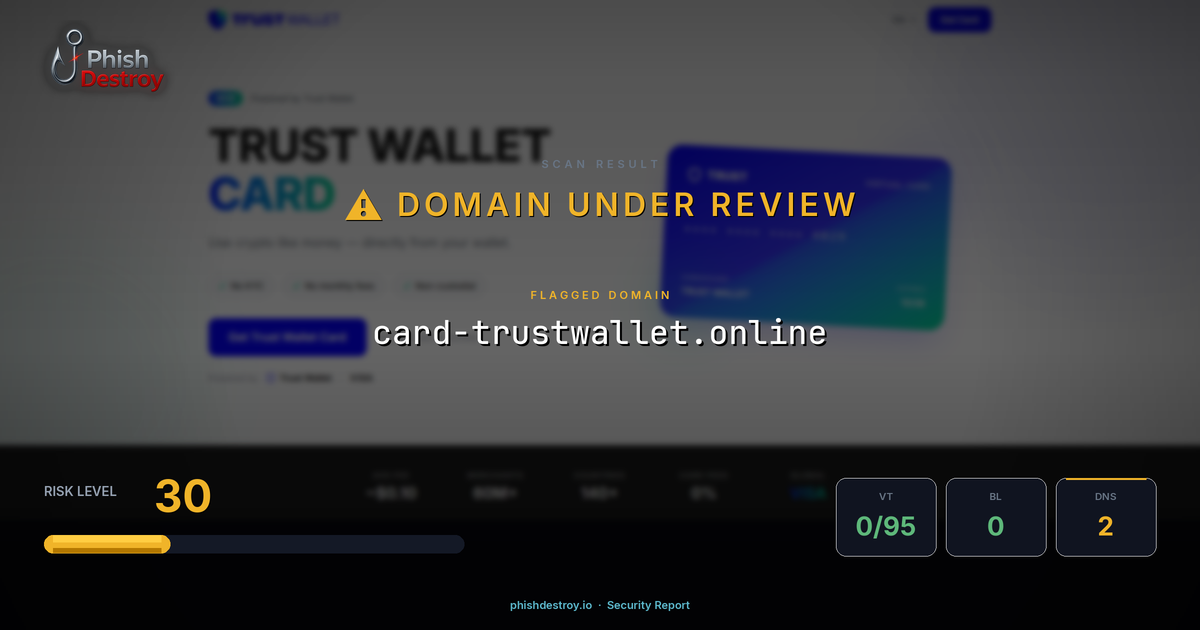 card-trustwallet.online phishing report — threat analysis by PhishDestroy