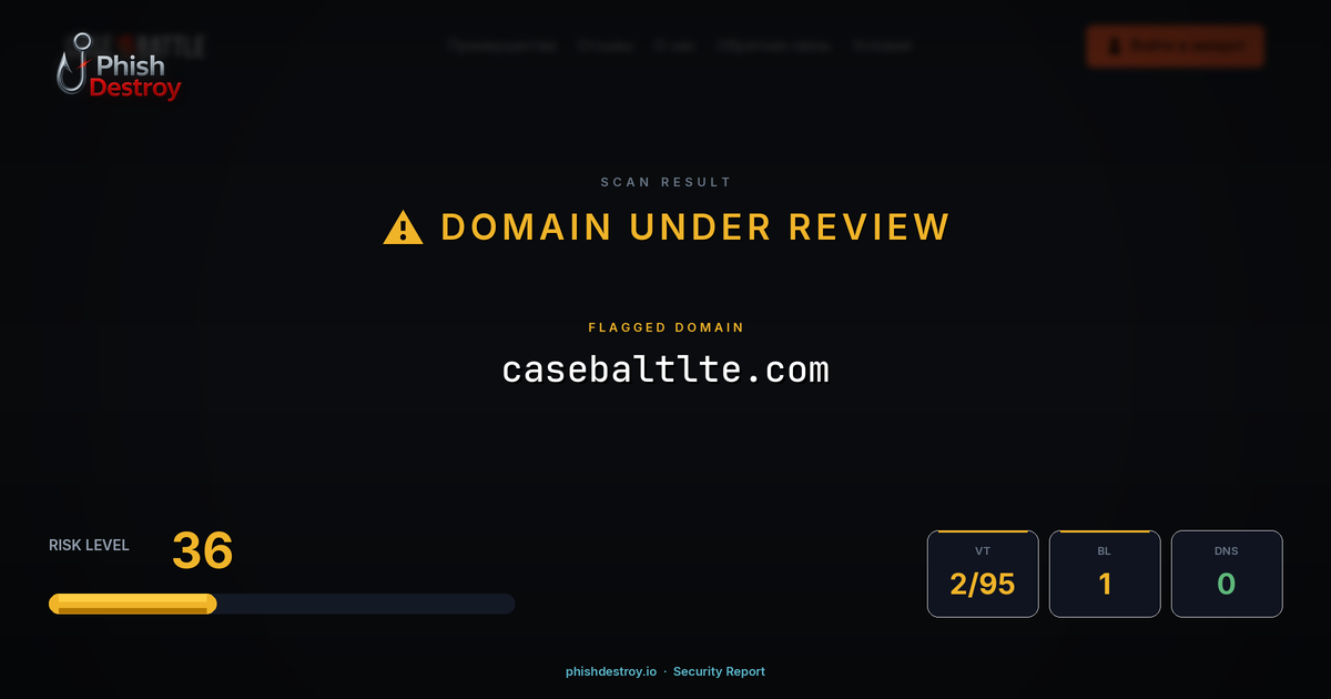casebaltlte.com phishing report — threat analysis by PhishDestroy