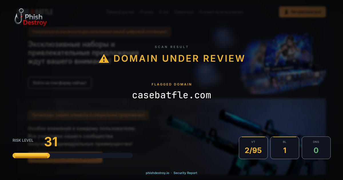 casebatfle.com phishing report — threat analysis by PhishDestroy