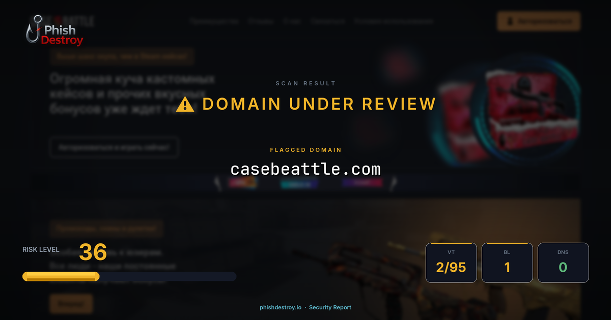 casebeattle.com phishing report — threat analysis by PhishDestroy