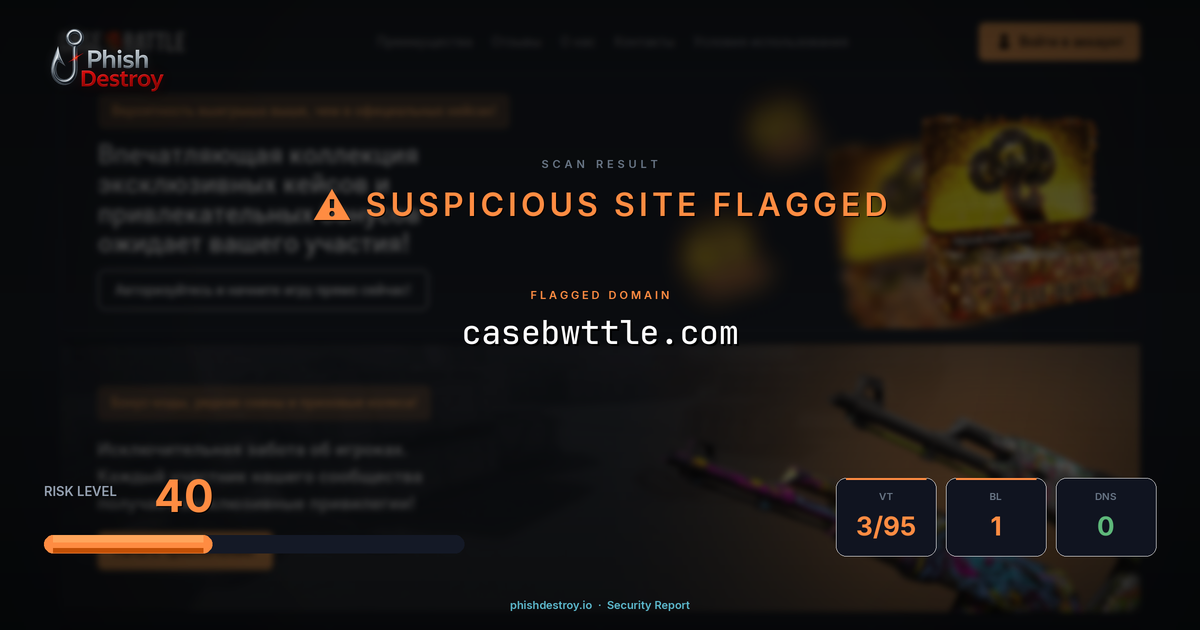 casebwttle.com phishing report — threat analysis by PhishDestroy