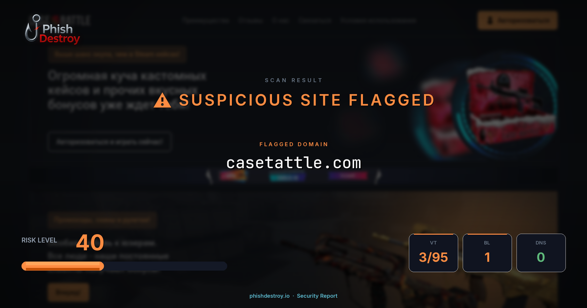 casetattle.com phishing report — threat analysis by PhishDestroy