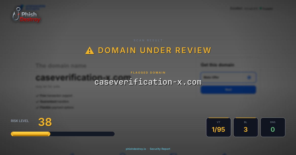 caseverification-x.com phishing report — threat analysis by PhishDestroy