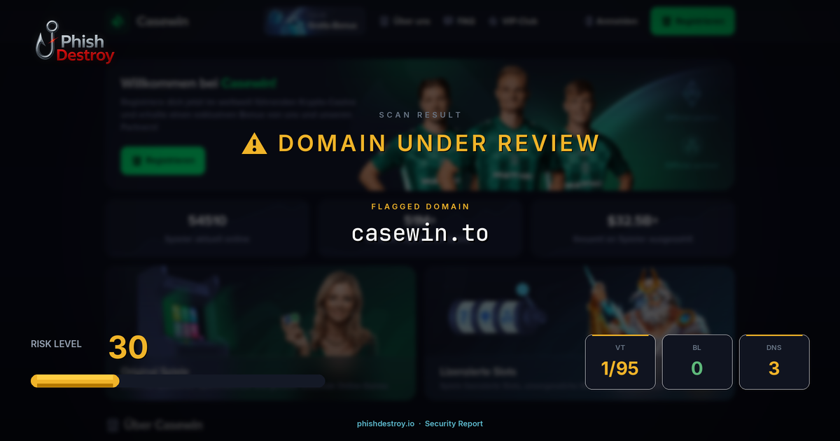 casewin.to phishing report — threat analysis by PhishDestroy