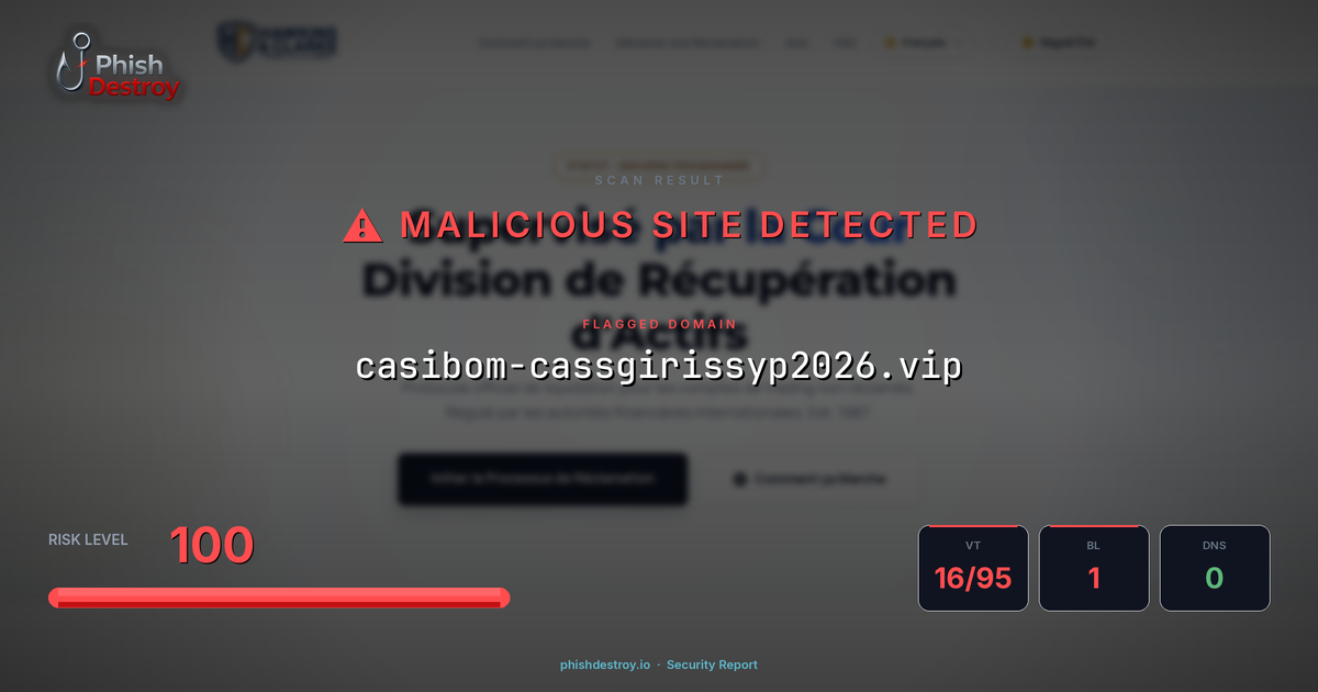 casibom-cassgirissyp2026.vip phishing report — threat analysis by PhishDestroy