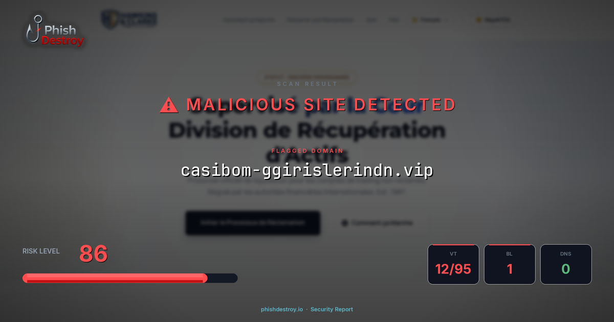 casibom-ggirislerindn.vip phishing report — threat analysis by PhishDestroy