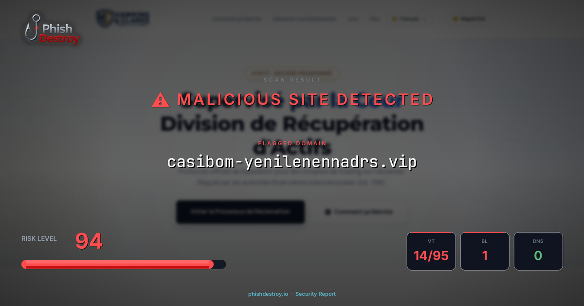 casibom-yenilenennadrs.vip phishing report — threat analysis by PhishDestroy