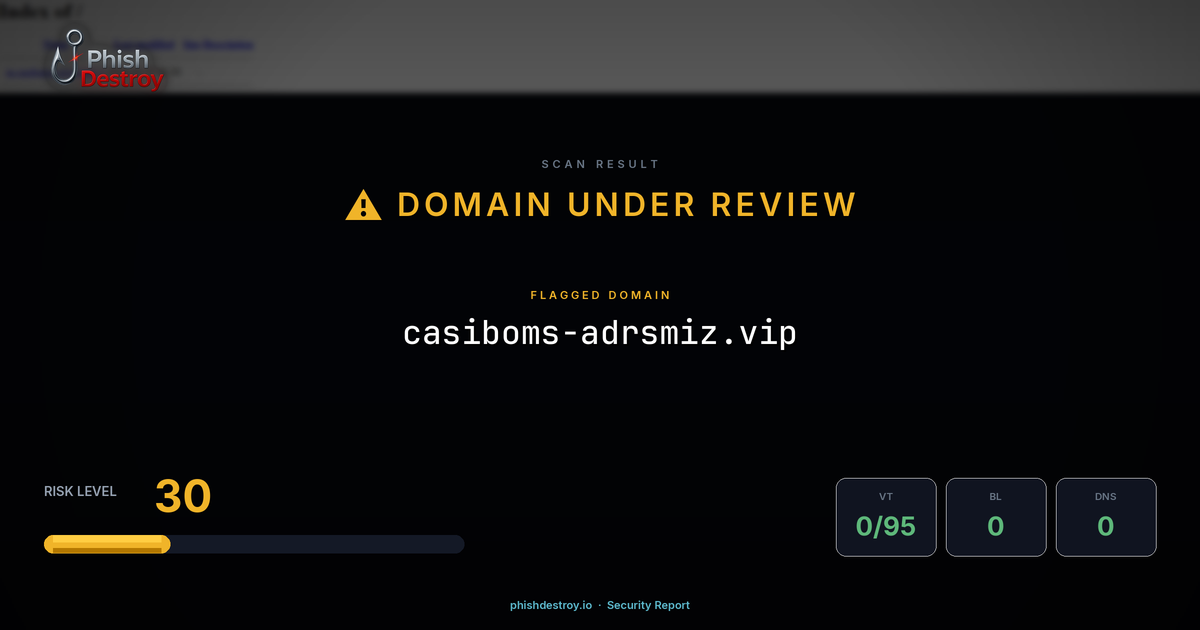 casiboms-adrsmiz.vip phishing report — threat analysis by PhishDestroy