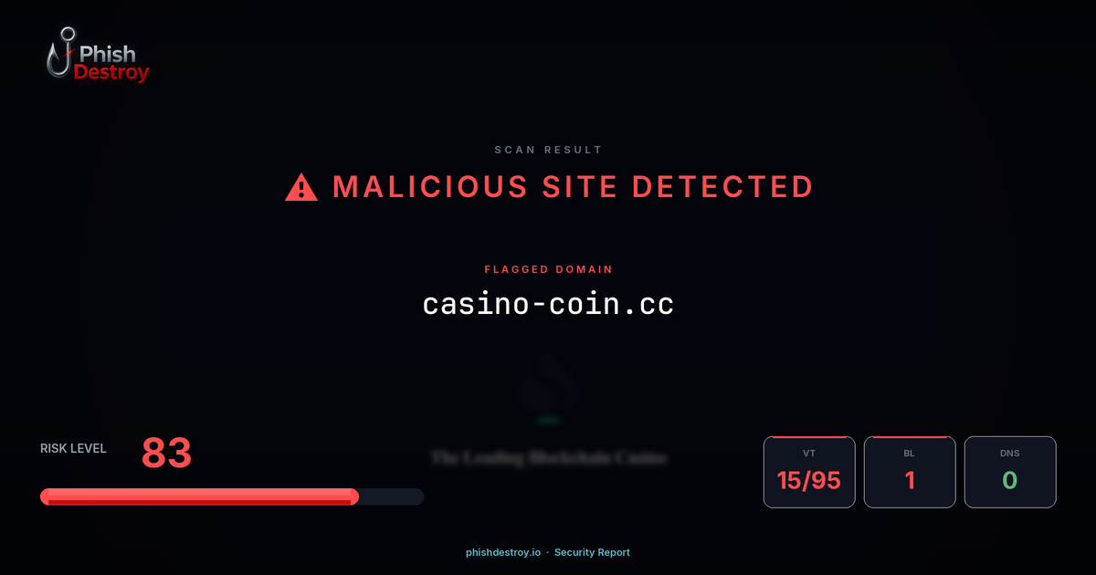 casino-coin.cc phishing report — threat analysis by PhishDestroy