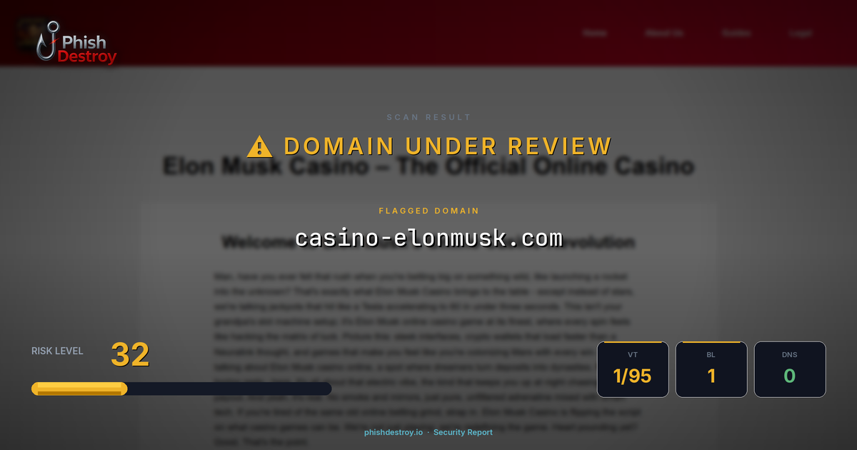 casino-elonmusk.com phishing report — threat analysis by PhishDestroy