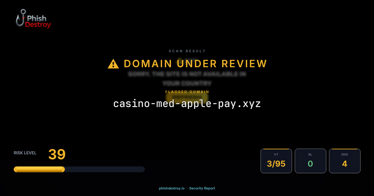 casino-med-apple-pay.xyz phishing report — threat analysis by PhishDestroy