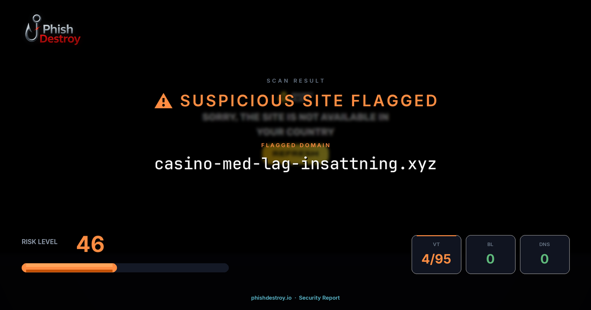 casino-med-lag-insattning.xyz phishing report — threat analysis by PhishDestroy
