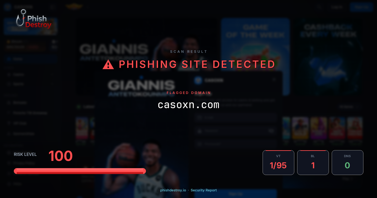 casoxn.com phishing report — threat analysis by PhishDestroy