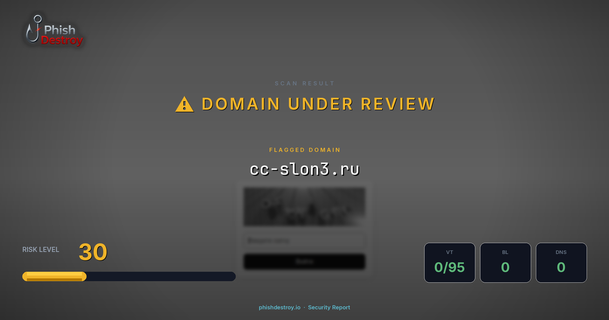 cc-slon3.ru phishing report — threat analysis by PhishDestroy