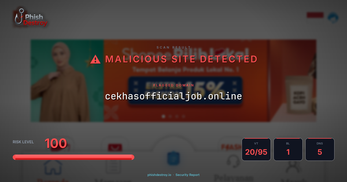 cekhasofficialjob.online phishing report — threat analysis by PhishDestroy