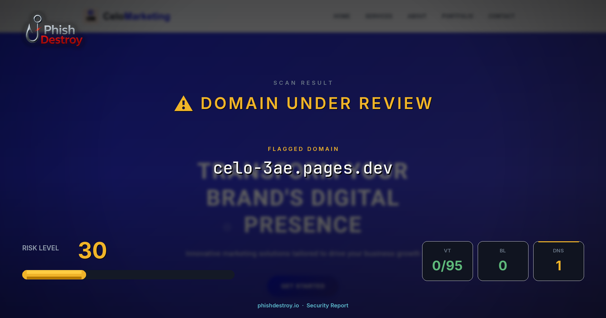 celo-3ae.pages.dev phishing report — threat analysis by PhishDestroy