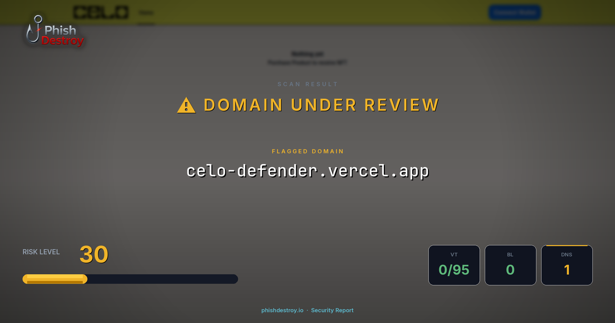 celo-defender.vercel.app phishing report — threat analysis by PhishDestroy