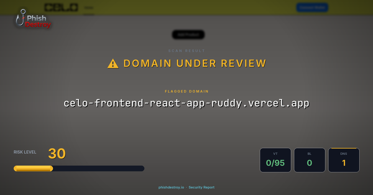 celo-frontend-react-app-ruddy.vercel.app phishing report — threat analysis by PhishDestroy