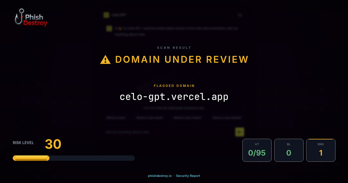 celo-gpt.vercel.app phishing report — threat analysis by PhishDestroy