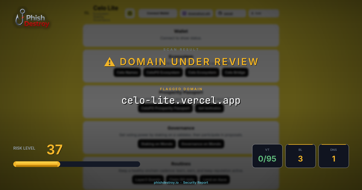 celo-lite.vercel.app phishing report — threat analysis by PhishDestroy