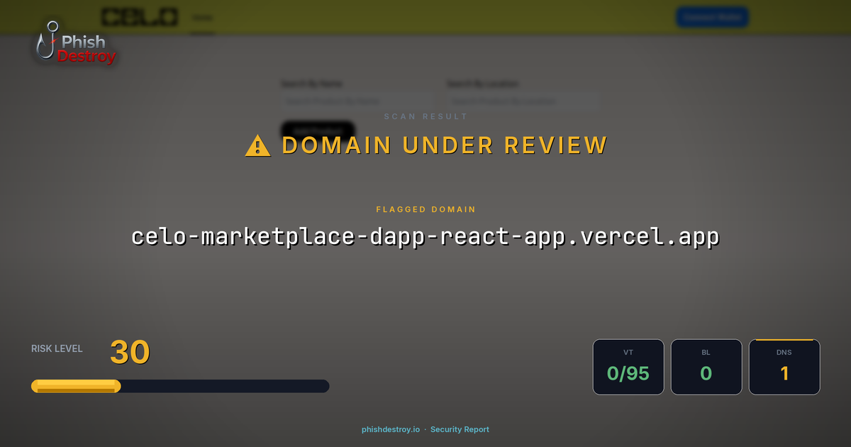 celo-marketplace-dapp-react-app.vercel.app phishing report — threat analysis by PhishDestroy