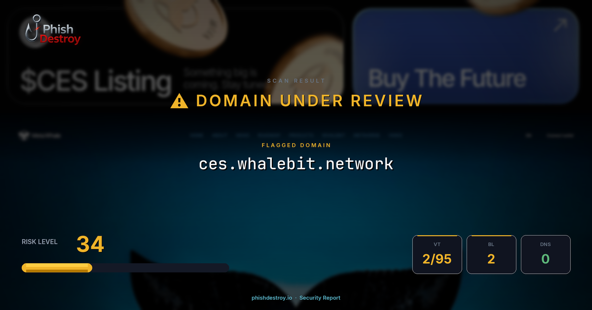 ces.whalebit.network phishing report — threat analysis by PhishDestroy