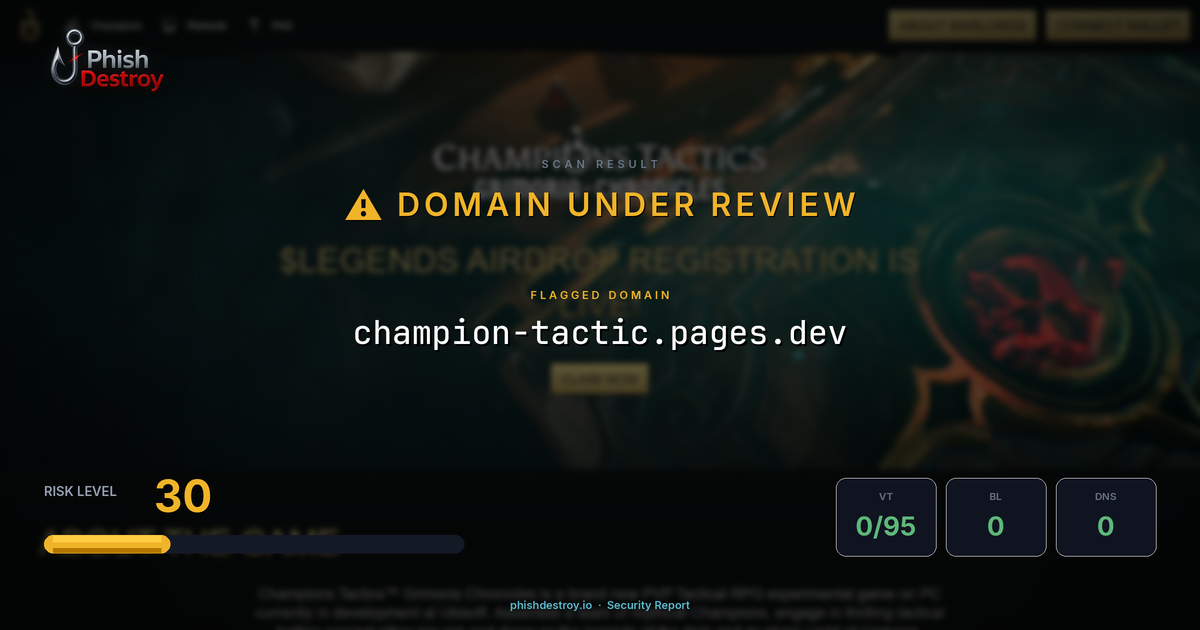 champion-tactic.pages.dev phishing report — threat analysis by PhishDestroy