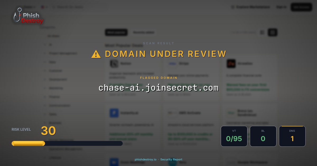 chase-ai.joinsecret.com phishing report — threat analysis by PhishDestroy