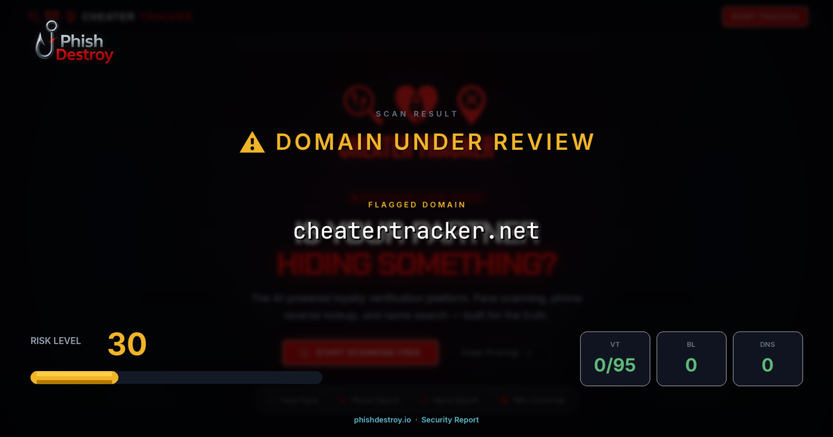 cheatertracker.net phishing report — threat analysis by PhishDestroy